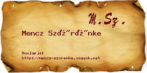 Mencz Szörénke névjegykártya